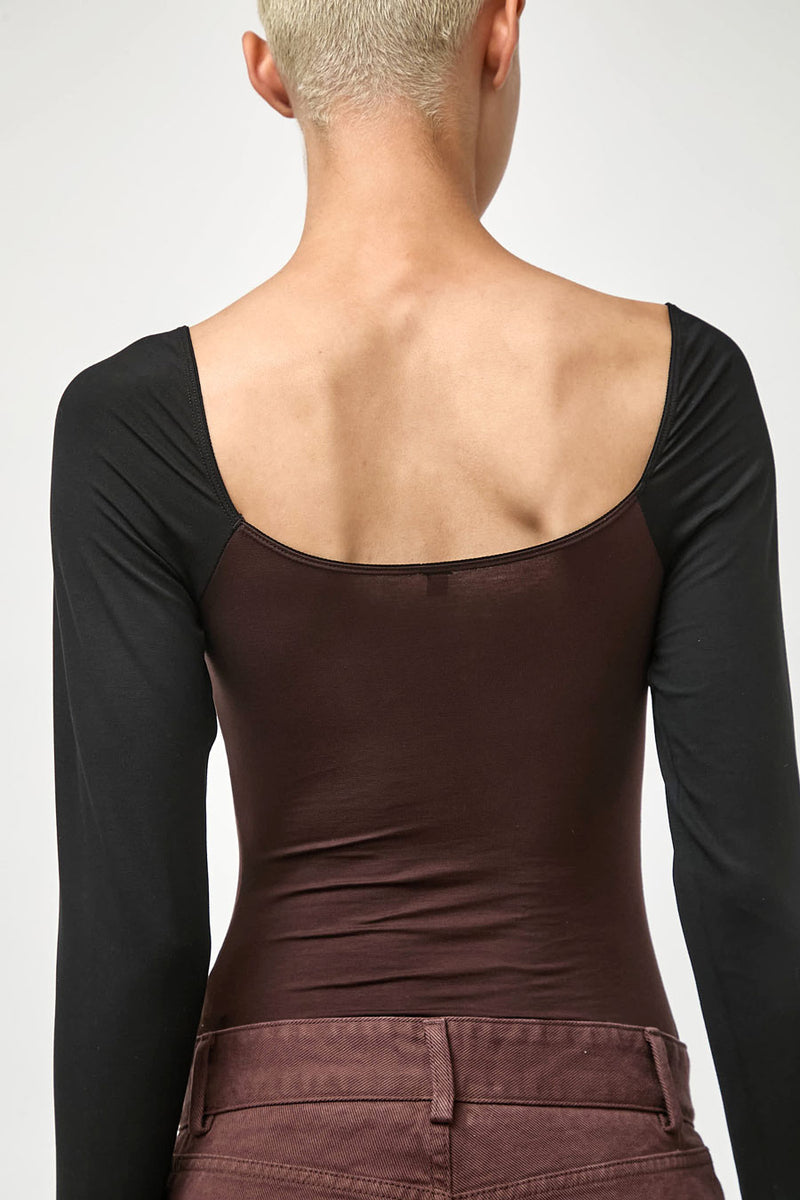 Baserange Long Sleeve Body with Bra in Black Tact and One Purple