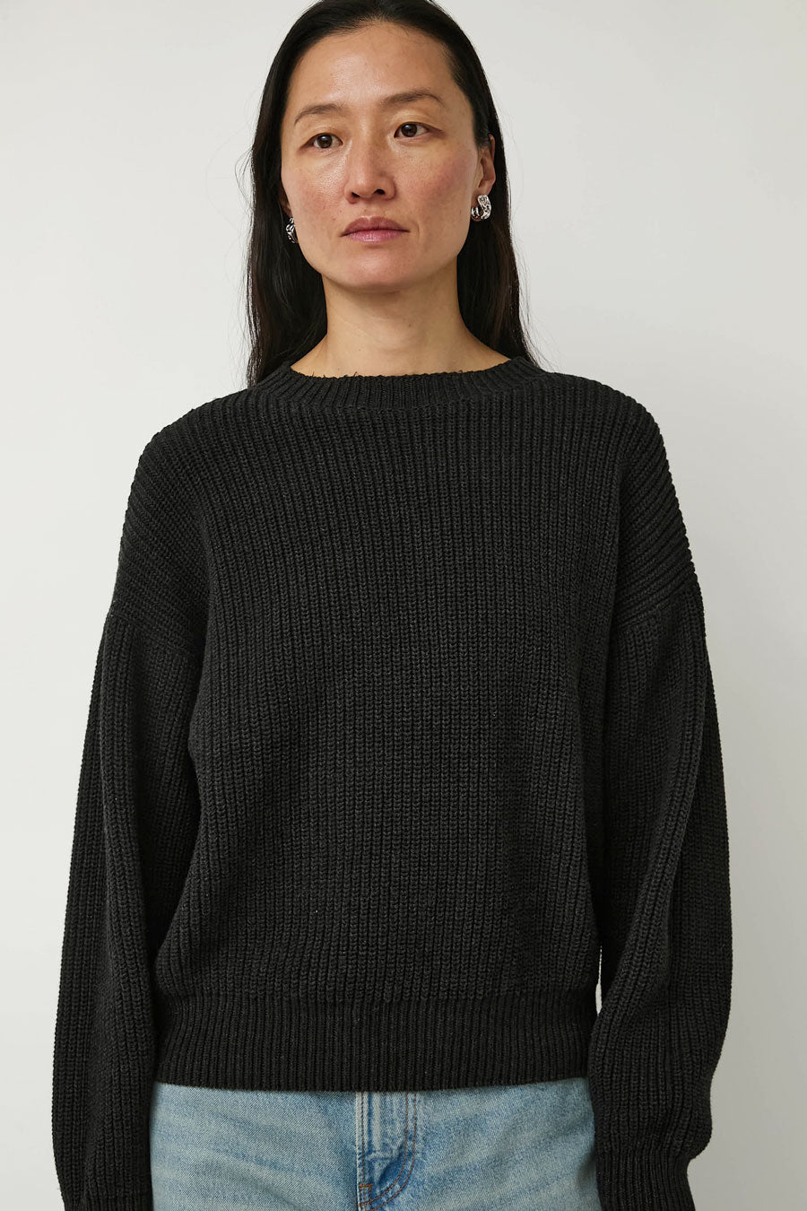 Baserange Mea Sweater in Black Melange