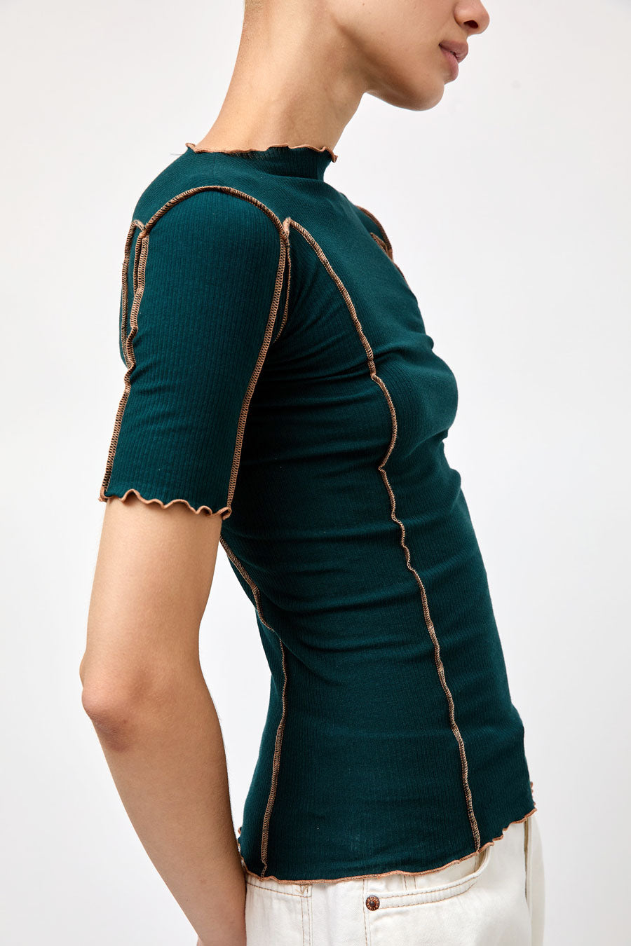 Baserange Omato 3/4 Tee Shirt in Hirsu Green