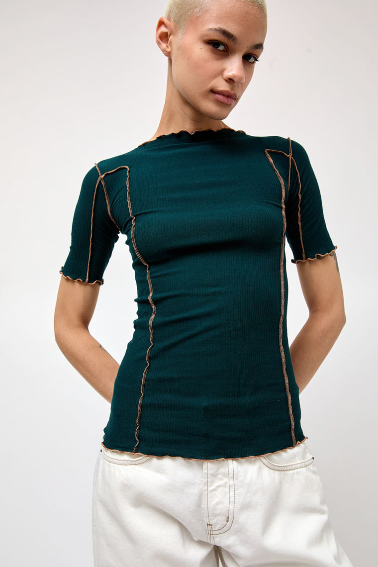 Baserange Omato 3/4 Tee Shirt in Hirsu Green