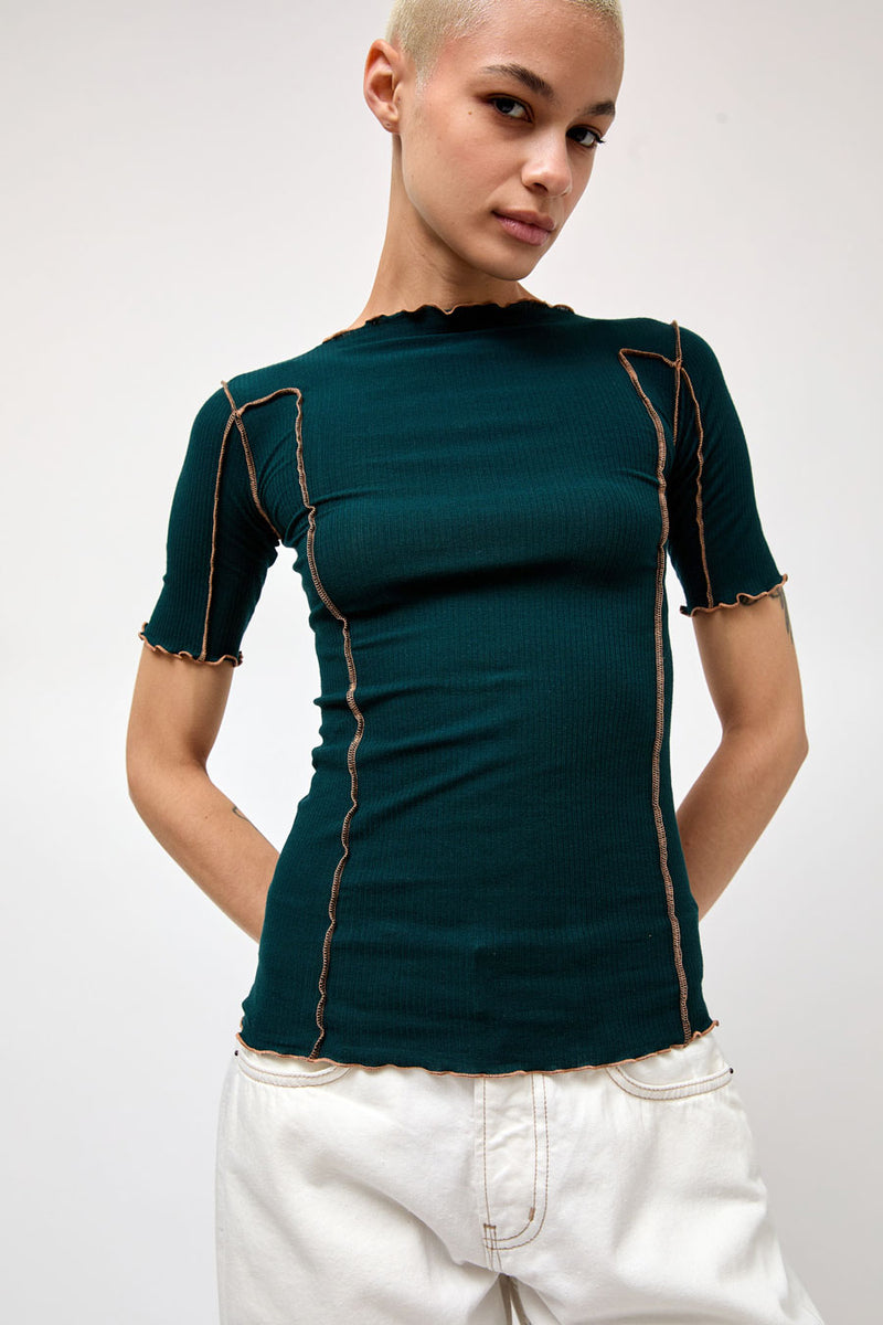 Baserange Omato 3/4 Tee Shirt in Hirsu Green