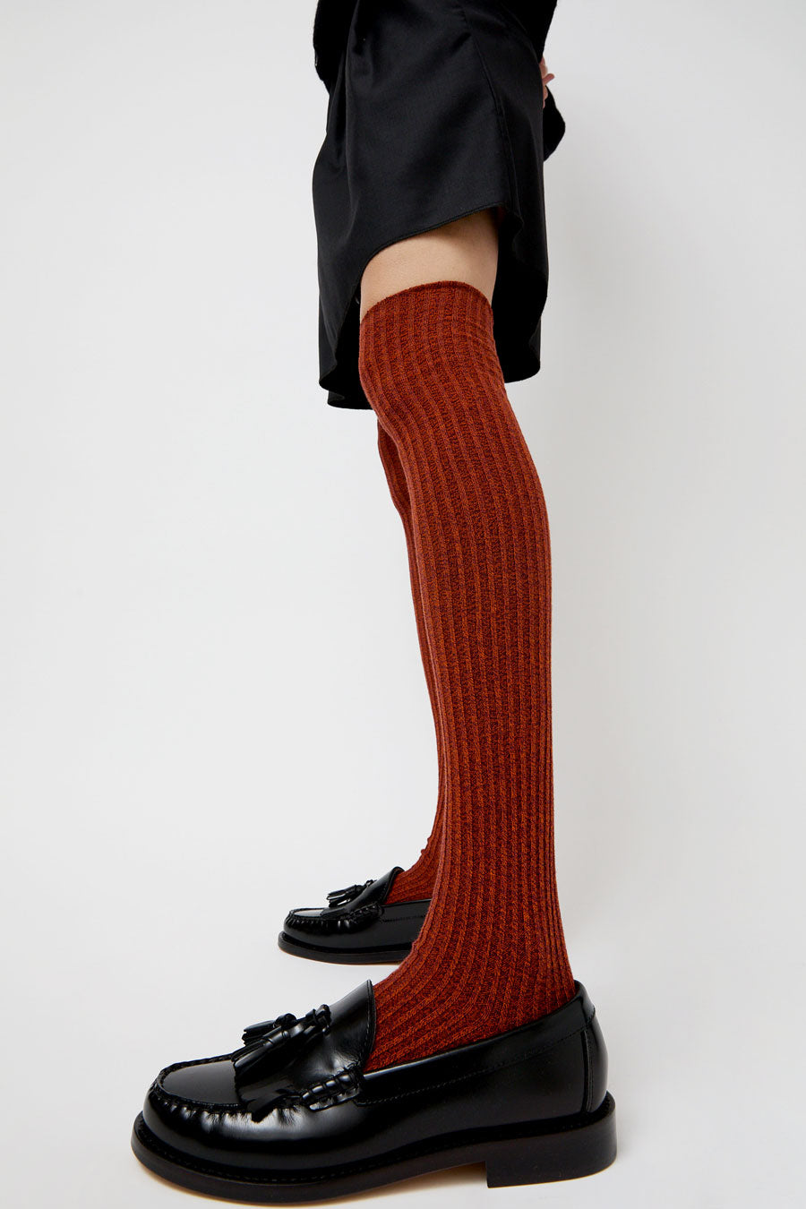 Baserange Overknee Socks in Angle Burgundy and Rust