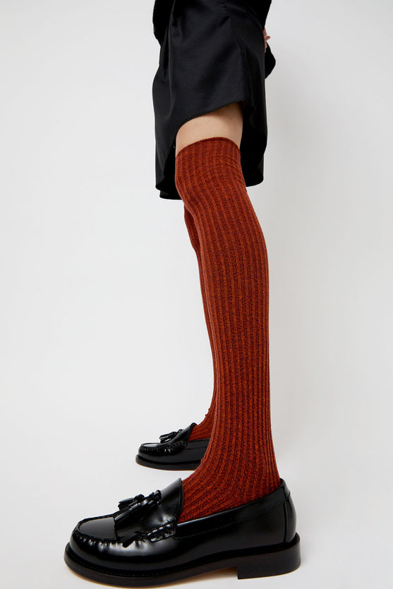 Baserange Overknee Socks in Angle Burgundy and Rust