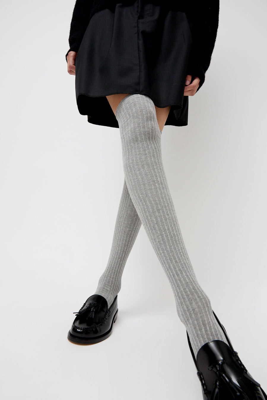 Baserange Overknee Socks in Grey Melange