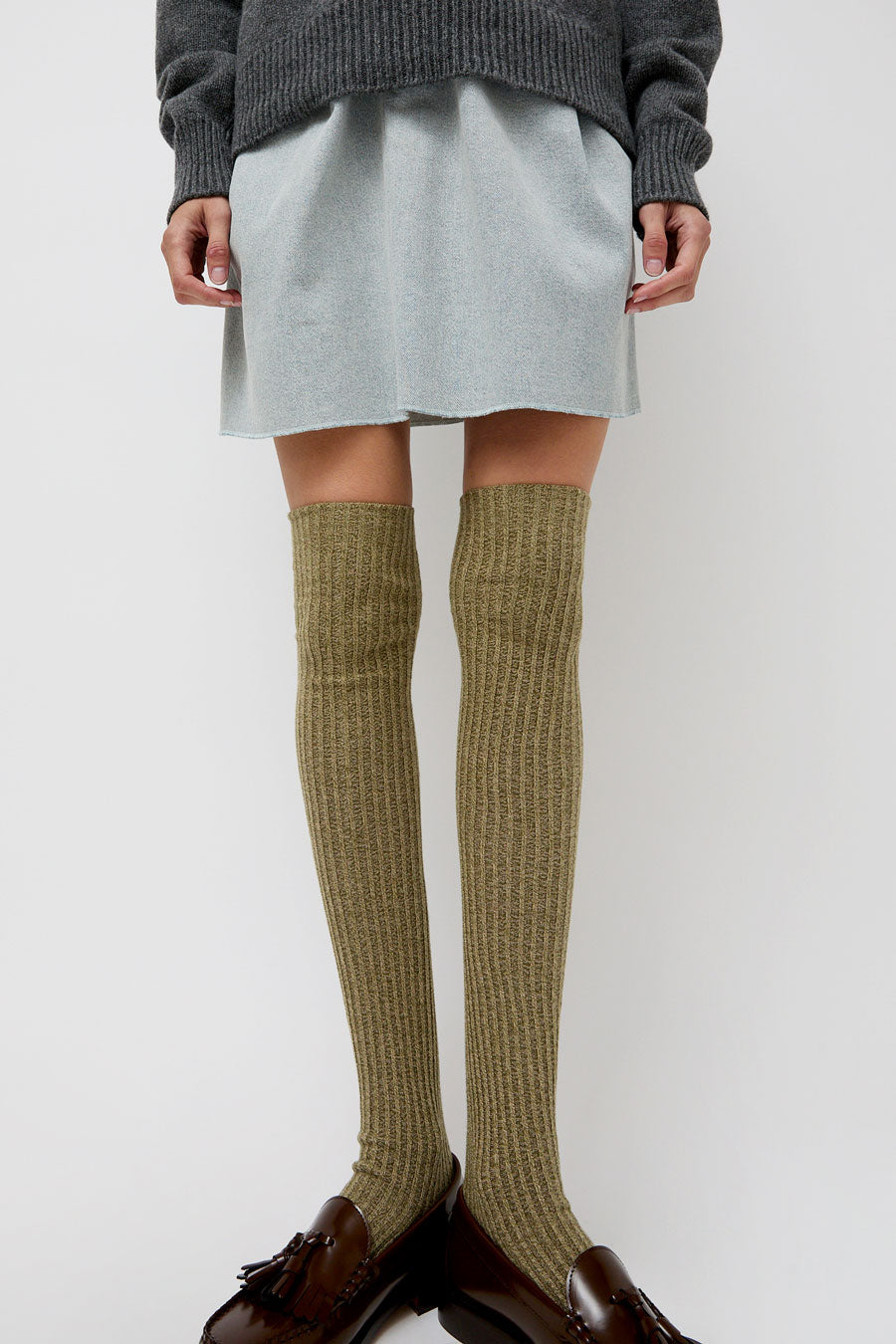 Baserange Overknee Socks in Tre Green and Su Tan