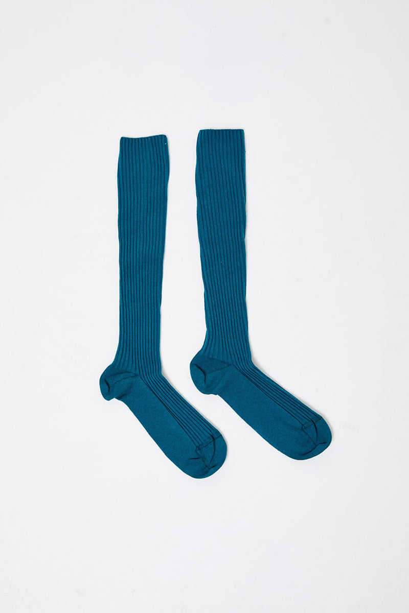 Baserange Rib Knee Socks in Sphere Blue
