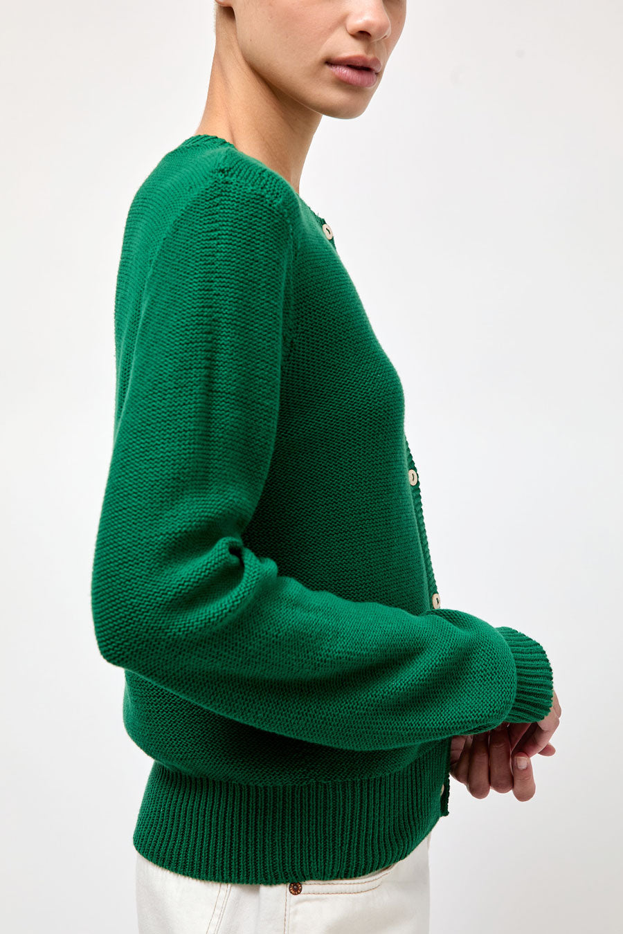 Baserange Tier Cardigan in Calla Green