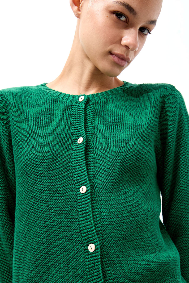 Baserange Tier Cardigan in Calla Green