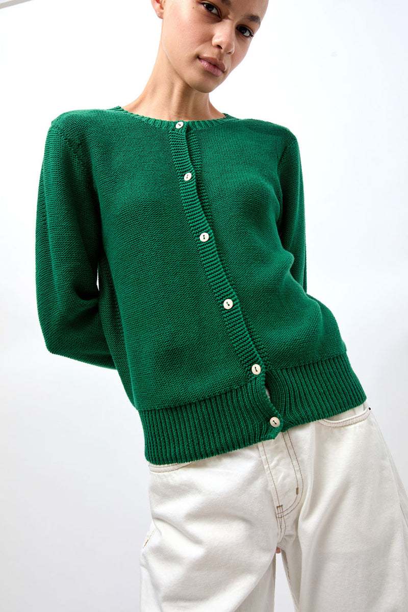 Baserange Tier Cardigan in Calla Green