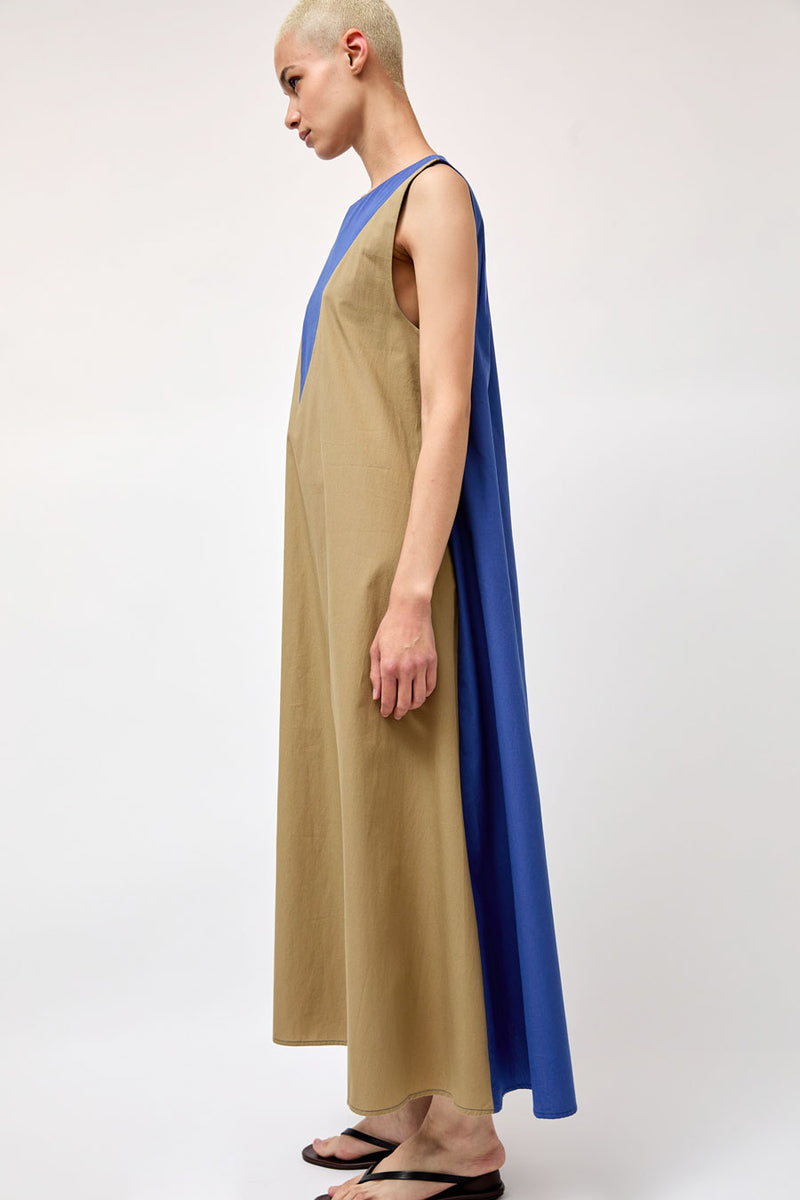 Baserange Tres Dress in Khaki Ouro Blue