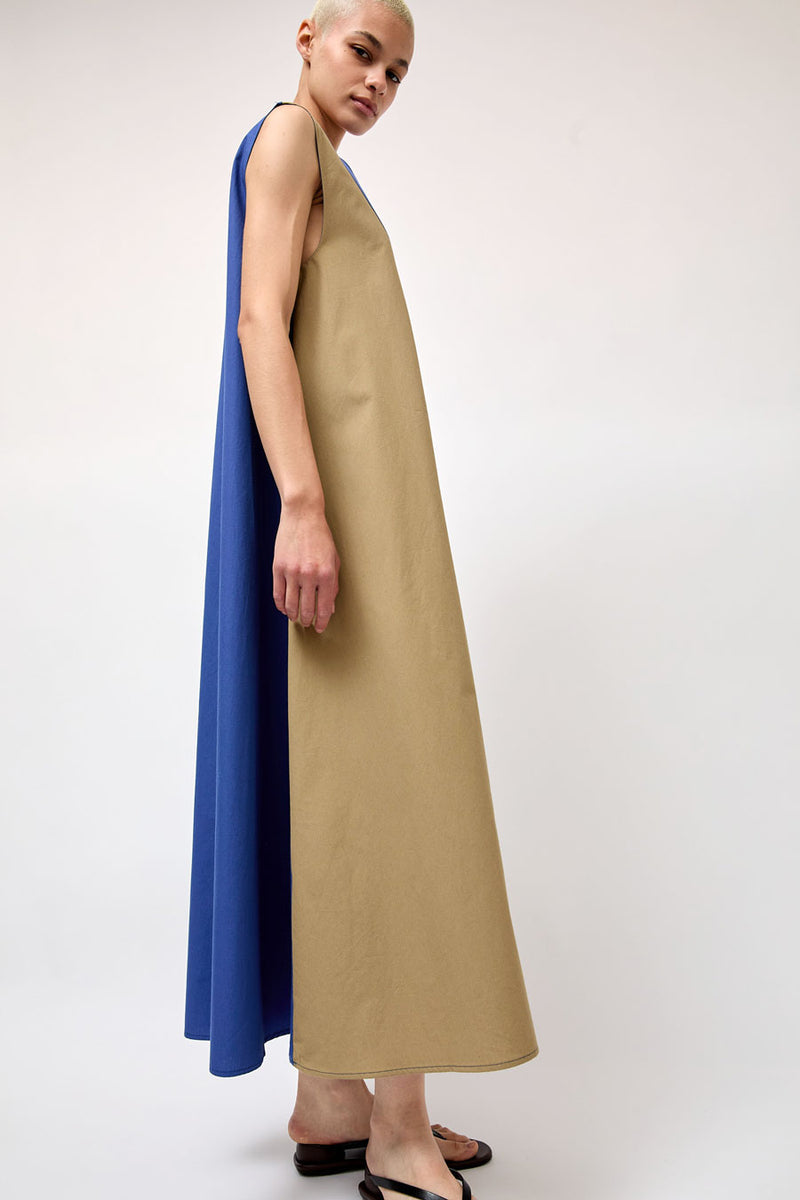 Baserange Tres Dress in Khaki Ouro Blue