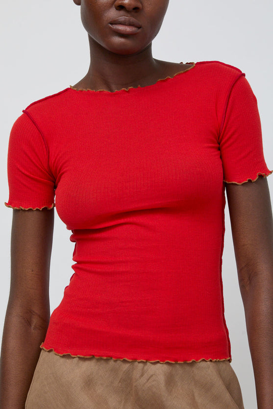 Baserange Vein Tee Shirt in My Red