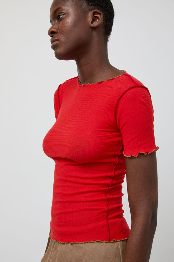 Baserange Vein Tee Shirt in My Red