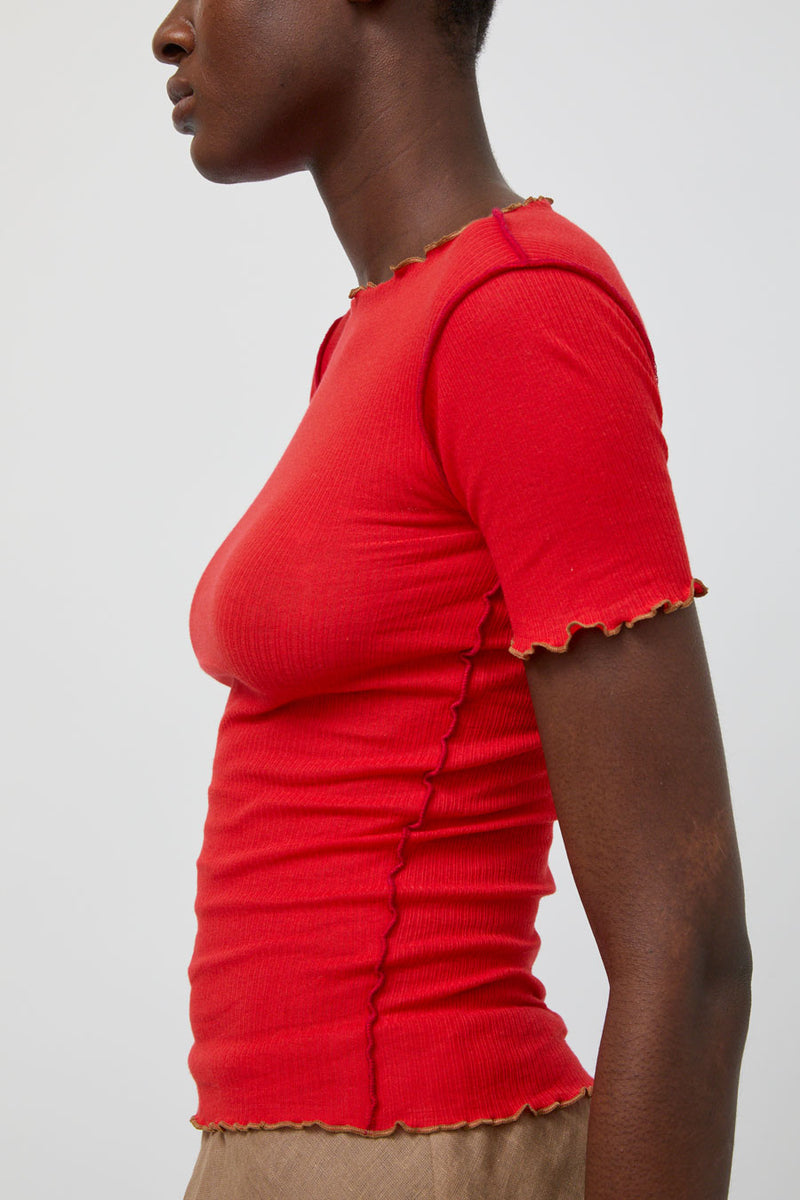 Baserange Vein Tee Shirt in My Red