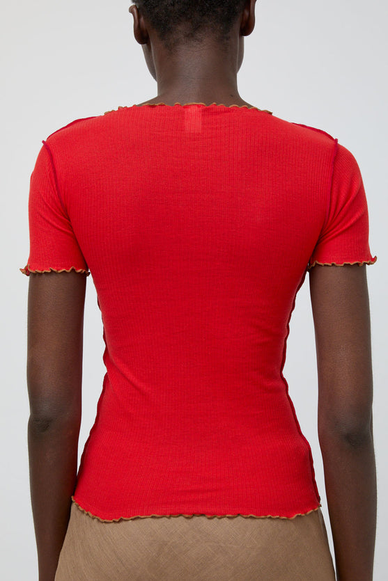 Baserange Vein Tee Shirt in My Red