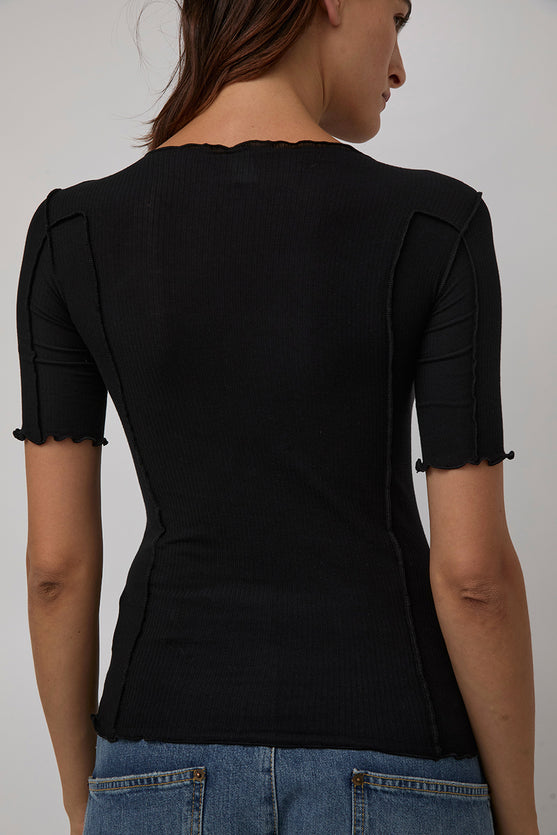 Baserange Omato Short Sleeve Top in Black