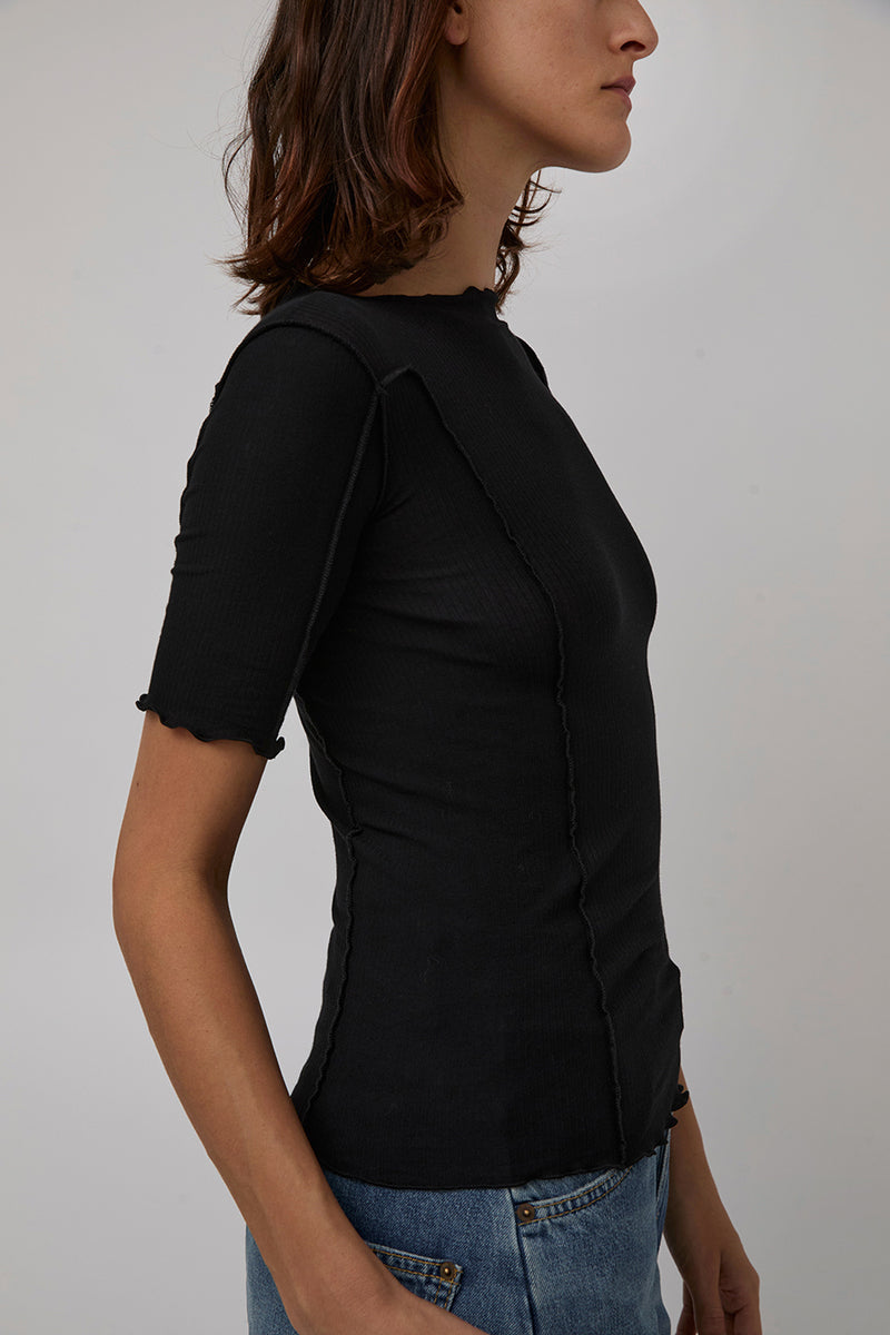 Baserange Omato Short Sleeve Top in Black