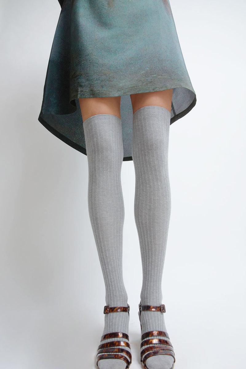 Baserange Overknee Socks in Grey Melange