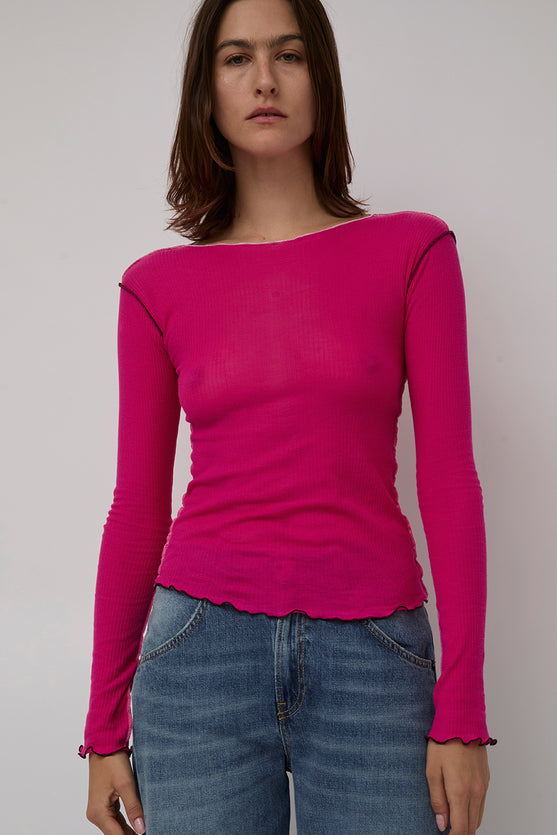 Baserange Vein Long Sleeve Tee in York Pink