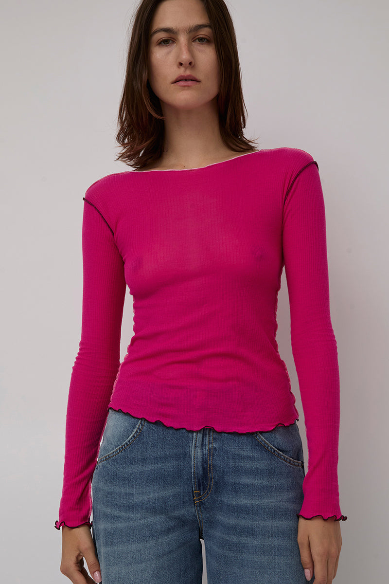 Baserange Vein Long Sleeve Tee in York Pink