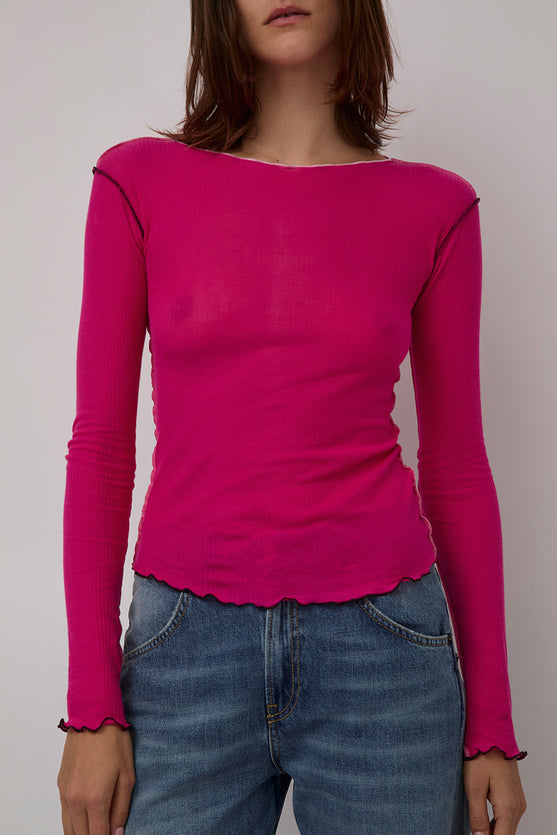 Baserange Vein Long Sleeve Tee in York Pink