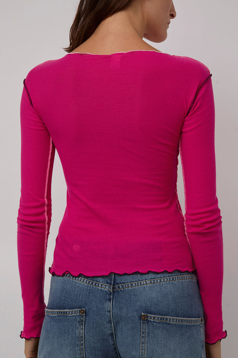 Baserange Vein Long Sleeve Tee in York Pink