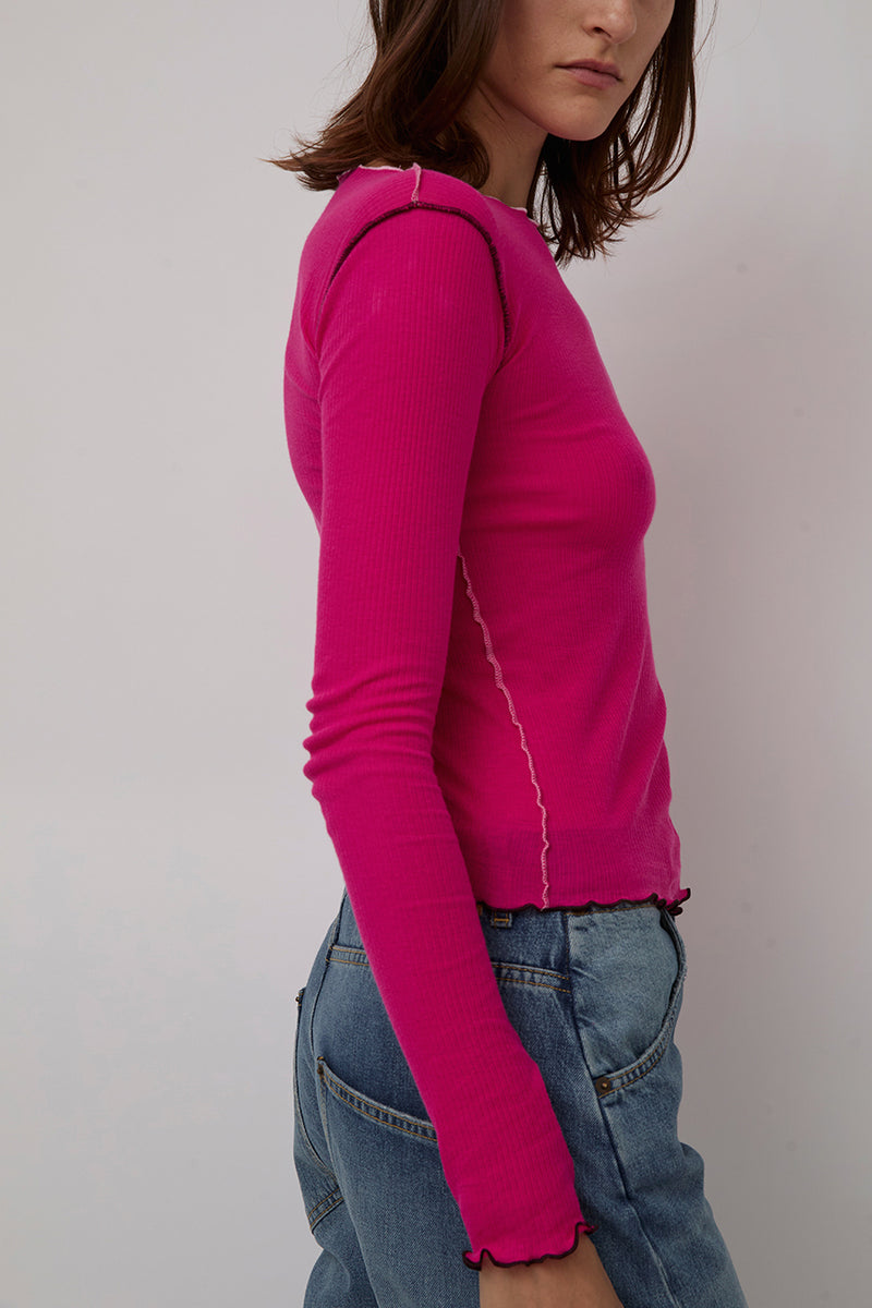 Baserange Vein Long Sleeve Tee in York Pink