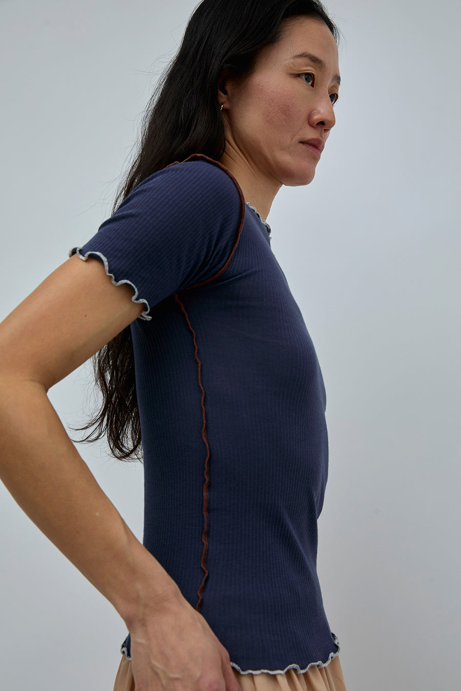 Baserange Vein Tee Shirt in Preston Blue