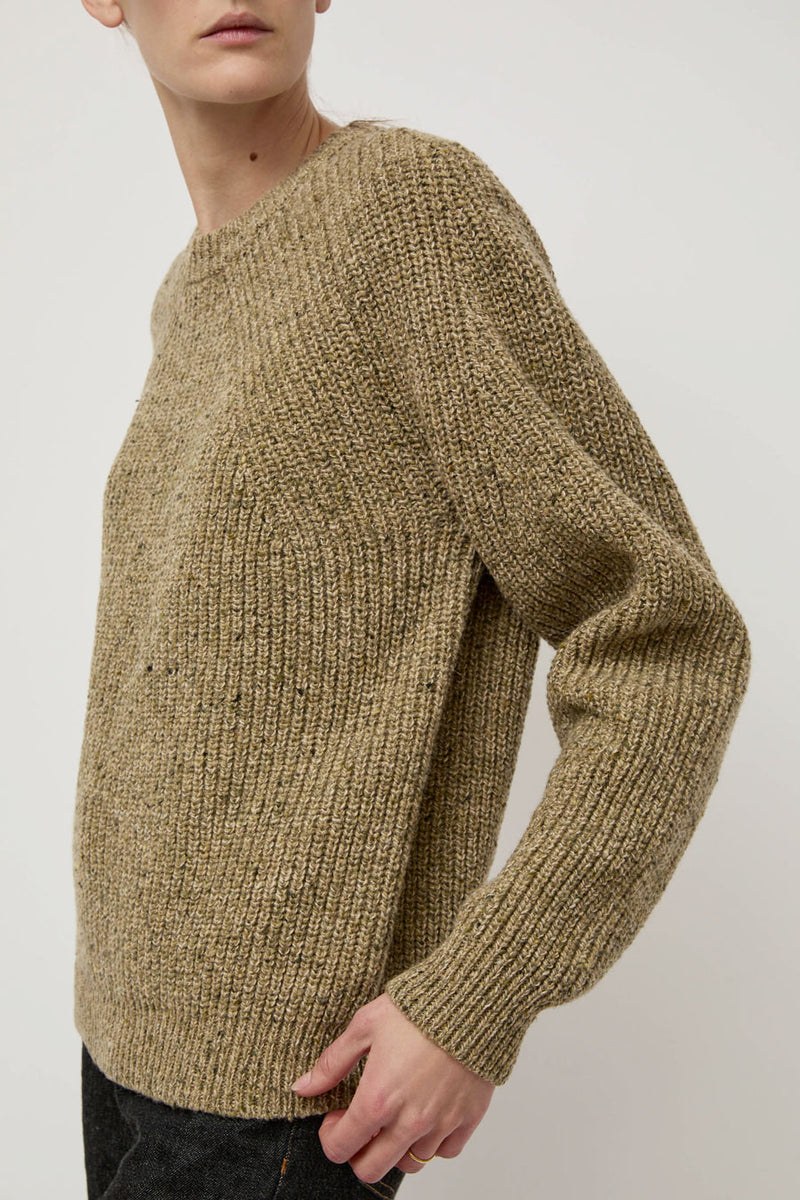 Batoner Tweed Signature Crewneck in Olive