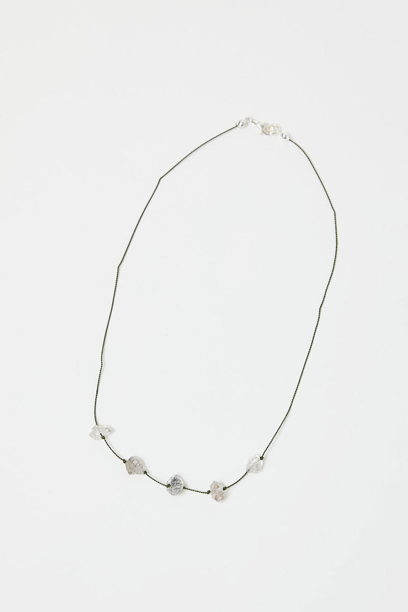 Berni Glacier Lake Necklace in Herkimer Diamond and Pine Silk