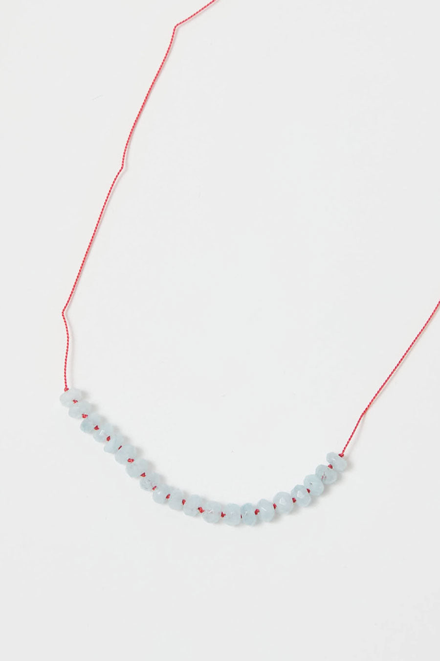 Berni Sun Glint Necklace in Faceted Aquamarine and Coral Silk