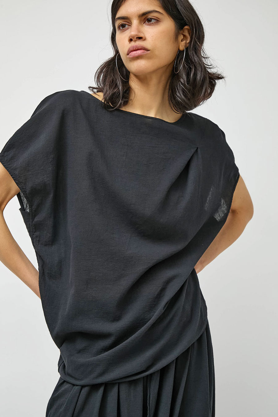 Black Crane Asymmetric Top in Sumi Black