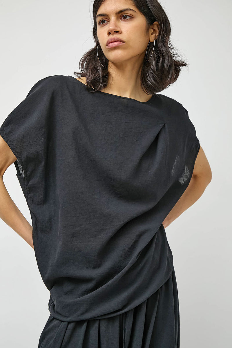 Black Crane Asymmetric Top in Sumi Black