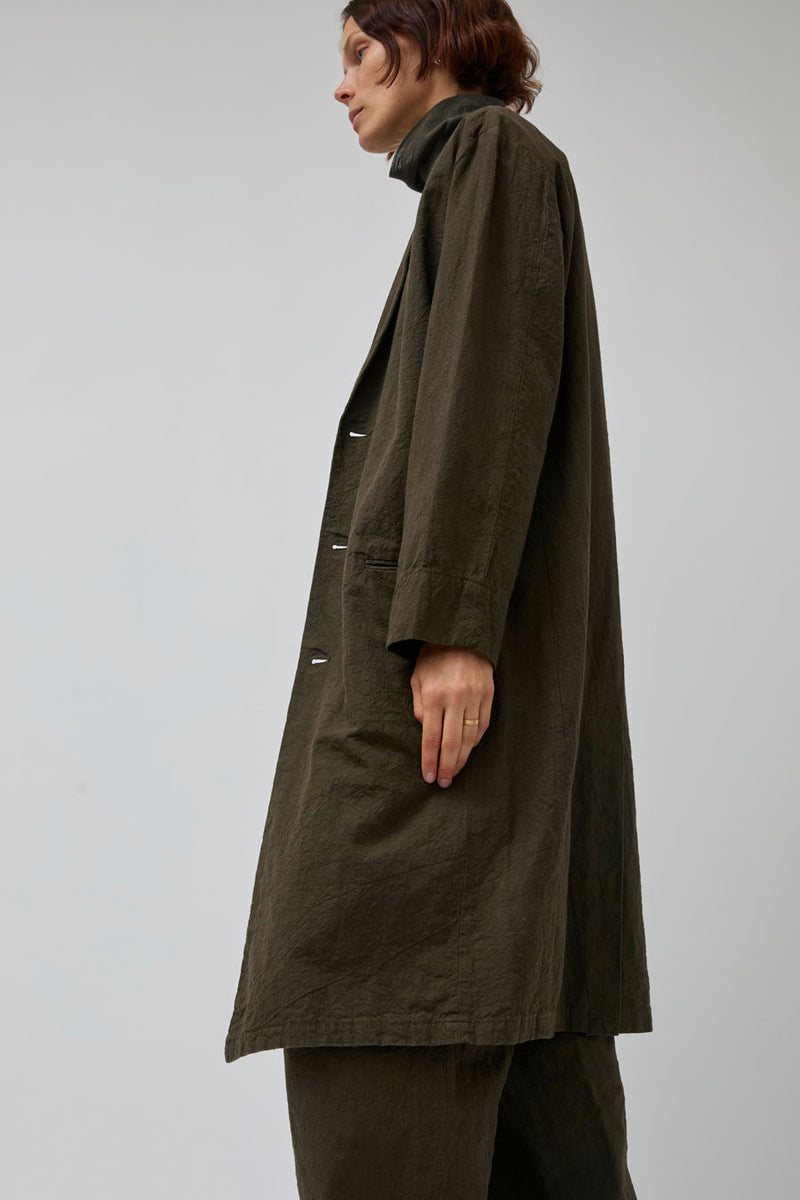 Black Crane Crinkled Coat in Charcoal