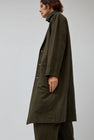 Black Crane Crinkled Coat in Charcoal