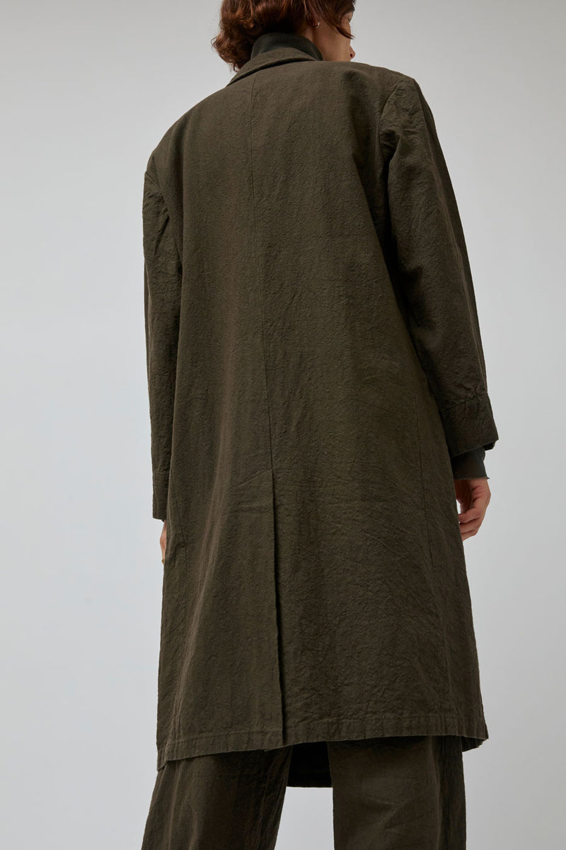 Black Crane Crinkled Coat in Charcoal