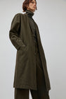 Black Crane Crinkled Coat in Charcoal