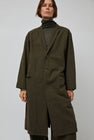 Black Crane Crinkled Coat in Charcoal