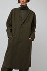 Black Crane Crinkled Coat in Charcoal