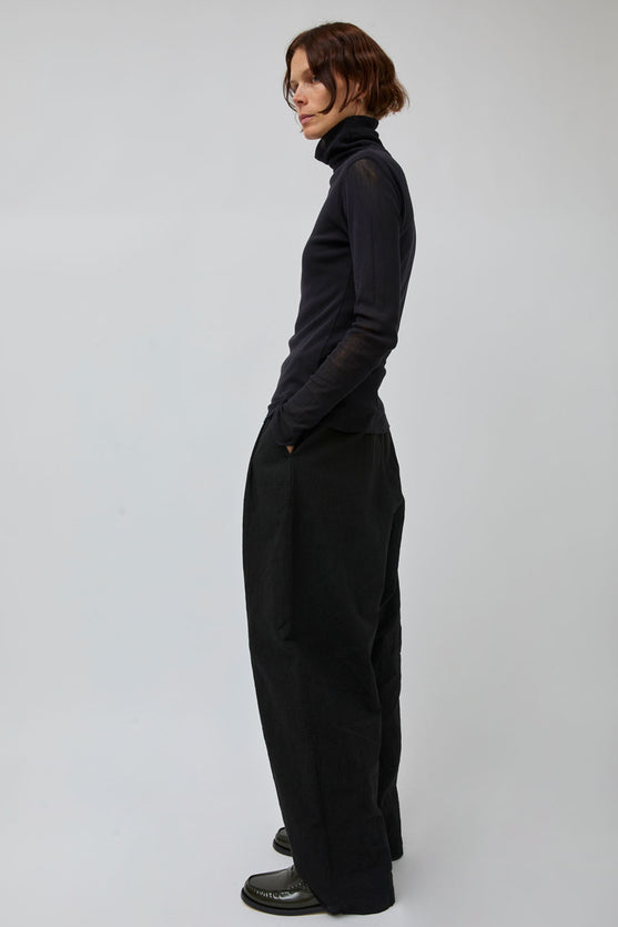Black Crane Crinkled Trousers in Black