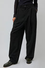 Black Crane Crinkled Trousers in Black