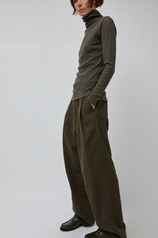 Black Crane Crinkled Trousers in Charcoal