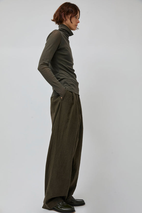 Black Crane Crinkled Trousers in Charcoal