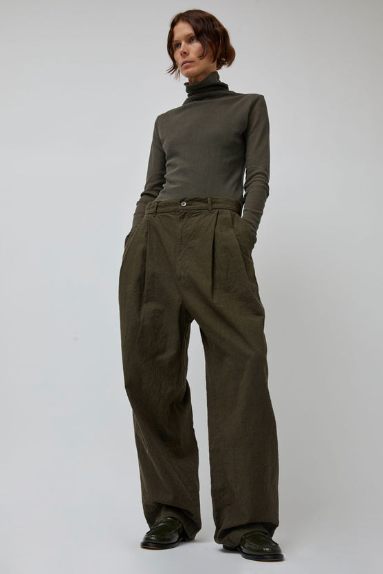 Black Crane Crinkled Trousers in Charcoal