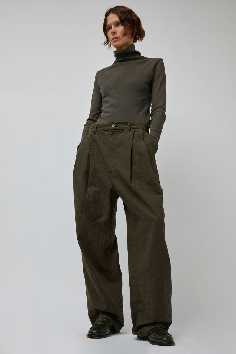 Black Crane Crinkled Trousers in Charcoal