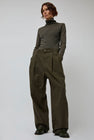 Black Crane Crinkled Trousers in Charcoal