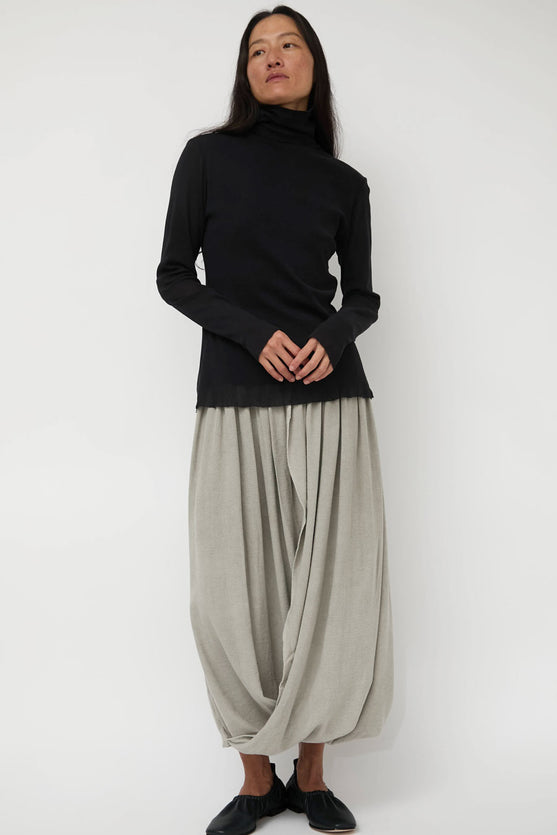Black Crane Double Layered Drapy Skirt in Limestone