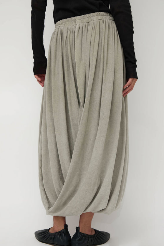 Black Crane Double Layered Drapy Skirt in Limestone