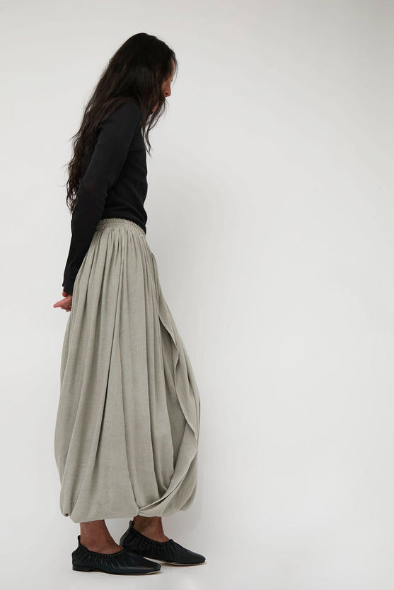Black Crane Double Layered Drapy Skirt in Limestone