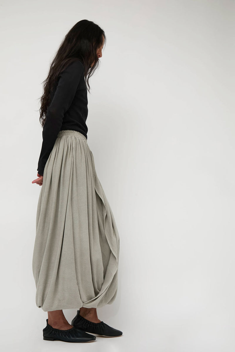 Black Crane Double Layered Drapy Skirt in Limestone